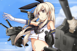 Rule 34 | 10s, 1girl, :3, anchor hair ornament, bare shoulders, black panties, blonde hair, blue sky, day, elbow gloves, gloves, grey eyes, hair ornament, hair ribbon, highleg, highleg panties, kantai collection, long hair, machinery, navel, neckerchief, nishi koutarou, open mouth, panties, rensouhou-chan, ribbon, shimakaze (kancolle), shirt, sky, sleeveless, sleeveless shirt, solo, underwear, upper body, white gloves, | |