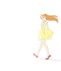 Rule 34 | 1girl, dress, gen (susono01), looking back, neon genesis evangelion, oekaki, red hair, skirt, smile, solo, souryuu asuka langley, yellow dress, yellow skirt