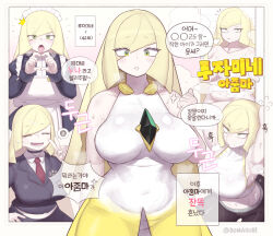 alternate_costume blonde_hair breasts creatures_(company) domaguri enmaided game_freak green_eyes large_breasts lusamine_(pokemon) maid nintendo pokemon pokemon_sm