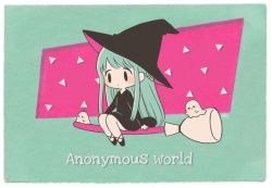Rule 34 | 1girl, ayu (mog), black dress, black hat, blue hair, blush stickers, border, braid, broom, broom riding, closed mouth, dress, french braid, green background, hat, long hair, original, solo, transparent border, witch, witch hat
