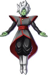 Rule 34 | 10s, 1boy, boots, colored skin, dragon ball, dragon ball fighterz, dragon ball super, earrings, evil smile, full body, fused zamasu, fusion, goku black, green skin, highres, jewelry, looking at viewer, male focus, official art, outstretched arms, pointy ears, potara earrings, ring, silver hair, smile, solo, spiked hair, transparent background, white footwear, zamasu