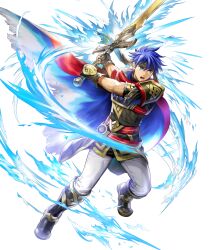 Rule 34 | 1boy, asatani tomoyo, blue eyes, blue hair, boots, cape, fingerless gloves, fire emblem, fire emblem: path of radiance, fire emblem heroes, full body, gloves, headband, highres, holding, holding sword, holding weapon, ike (fire emblem), ike (resplendent) (fire emblem), male focus, nintendo, official art, open mouth, ragnell, red cape, short hair, short sleeves, solo, sword, third-party source, transparent background, two-sided cape, two-sided fabric, weapon