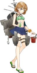 Rule 34 | 10s, 1girl, anchor, bandaid, bandaid on arm, bandaid on face, bare shoulders, bikini, bikini top only, blue skirt, breasts, bucket, crab, drew (drew213g), drinking straw, full body, goggles, goggles around neck, kantai collection, light brown hair, looking at viewer, machinery, navel, oboro (kancolle), official art, open mouth, pet, pleated skirt, sandals, scrunchie, unworn shirt, short hair, skirt, small breasts, smokestack, soda, solo, swimsuit, thigh strap, torpedo, transparent background, wrist scrunchie