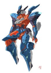 Rule 34 | 00s, armor, floating, full body, highres, jehuty, konami, mecha, no humans, orbital frame (zone of the enders), robot, signature, simple background, vuccha, white background, zone of the enders
