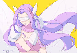 Rule 34 | butterfly wings, digimon, digimon (creature), fairimon, gloves, insect wings, long hair, mask, purple hair, wings