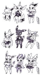 Rule 34 | 6+girls, :&lt;, :3, barefoot, blush, blush stickers, bow, bowtie, breasts, china dress, chinese clothes, choker, cleavage, covered erect nipples, creatures (company), crop top, curvy, dress, eevee, espeon, eyelashes, flareon, forehead jewel, fur trim, furry, game freak, gen 1 pokemon, gen 2 pokemon, gen 4 pokemon, gen 6 pokemon, glaceon, gym uniform, hair bow, hair over eyes, hand on own chest, hand on own hip, happy, highres, huge breasts, jolteon, large breasts, leafeon, loincloth, long ears, long hair, looking at viewer, meme attire, midriff, milkibar00, monochrome, multiple girls, multiple tails, muscular, navel, nintendo, open mouth, outstretched arm, pants, pelvic curtain, plump, pokemon, ribbon, school swimsuit, shirt, shorts, skirt, smile, standing, swimsuit, sylveon, tail, thick thighs, thighs, toned, torn clothes, umbreon, vaporeon, virgin killer sweater, wide hips