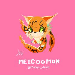 Rule 34 | animal ears, cat, cat ears, digimon, digimon (creature), full body, green eyes, highres, looking at viewer, meicoomon, simple background, solo