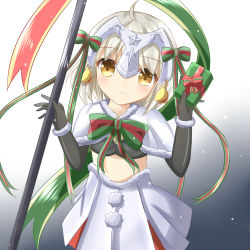 Rule 34 | 1girl, blonde hair, blush, circlet, fate/grand order, fate (series), gloves, jeanne d&#039;arc alter (fate), jeanne d&#039;arc (fate), jeanne d&#039;arc alter santa lily (fate), polearm, short hair, smile, solo, weapon, yellow eyes