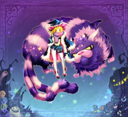Rule 34 | animal ears, bad id, bad pixiv id, bakeneko, blonde hair, cat, cat ears, fake animal ears, gin (oyoyo), halloween, hat, monster, multiple tails, purple eyes, solo, striped tail, tail, two tails, witch hat