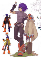 Rule 34 | 1boy, ahoge, blue eyes, blue hair, boots, buttons, coat, cowboy boots, dean stark, denim, full body, gloves, jeans, knee boots, male focus, matching hair/eyes, official art, pants, sasaki tomomi, scan, scan artifacts, scarf, shirt, shovel, simple background, sketch, smile, solo, spurs, tomomi sasaki, white background, wild arms, wild arms 5, worktool