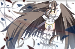 Rule 34 | 1girl, albedo (overlord), all-a, black hair, black wings, breasts, demon girl, demon horns, demon wings, dress, gloves, highres, horns, large breasts, long hair, overlord (maruyama), smile, solo, very long hair, white dress, white gloves, wings, yellow eyes
