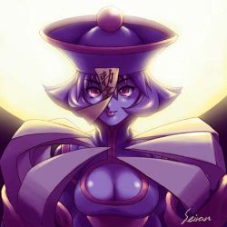 Rule 34 | :p, blue skin, breasts, capcom, cleavage, colored skin, lei lei, lowres, smile, tongue, tongue out, vampire (game)