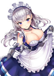 Rule 34 | 1girl, absurdres, apron, azur lane, bad id, bad pixiv id, belfast (azur lane), blue eyes, blush, braid, breasts, cannon, chain, cleavage, clothes lift, collar, collarbone, commentary, corset, dress, dress lift, floating hair, french braid, frilled sleeves, frills, gauntlets, gloves, gui ss, head tilt, highres, large breasts, lifted by self, long hair, looking at viewer, maid, maid headdress, rigging, sidelocks, silver hair, simple background, skindentation, smile, solo, white background, white gloves