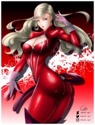 Rule 34 | 1girl, absurdres, ass, blonde hair, blue eyes, bodysuit, breasts, cleavage, highres, large breasts, long hair, persona, persona 5, solo, tagme, takamaki anne, twintails
