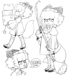 Rule 34 | 1girl, aged down, animal ears, bell, blunt bangs, bow, box, broom, bug, buttons, cat ears, cat girl, cat tail, caterpillar, catmaid (dizzyspells), child, coat, coat dress, dizzyspells, double-breasted, fang, fingernails, fluffy, from side, full body, furry, furry female, greyscale, highres, holding, holding box, holding broom, layered sleeves, long sleeves, looking ahead, looking at animal, mary janes, monochrome, moving boxes, multiple views, neck bell, open mouth, original, puffy long sleeves, puffy sleeves, sharp fingernails, sharp teeth, shoes, short hair, silk, simple background, skin fang, sleeves past fingers, sleeves past wrists, slit pupils, socks, speech bubble, spider, spider web, tail, talking, teeth, upper body, walking