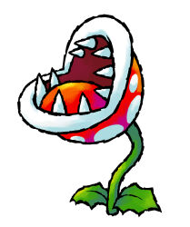 Rule 34 | absurdres, carnivorous plant, highres, leaf, mario (series), nintendo, no humans, official art, open mouth, piranha plant, plant, sharp teeth, simple background, solo, teeth, white background, yoshi&#039;s island ds