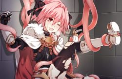 Rule 34 | 1boy, astolfo (fate), bdsm, blush, bondage, bound, dungeon, fate/grand order, fate (series), rape, sweat, tama (tamatamo), tentacles, tentacles on male, thighhighs, torn clothes, trap