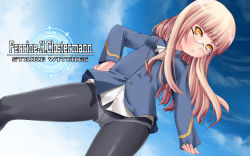 Rule 34 | 1girl, blush, brown hair, chibimame, crotch seam, glasses, hand on own hip, highres, hip focus, long hair, orange eyes, panties, panties under pantyhose, pantyhose, perrine h. clostermann, solo, strike witches, underwear, wallpaper, world witches series