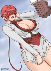 Rule 34 | breasts, curvy, large breasts, lipstick, makeup, nanakase yashiro, papepox2, red hair, shermie (kof), snk, the king of fighters