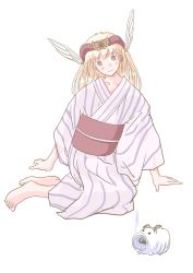 Rule 34 | akazukin chacha, blonde hair, cosplay, highres, japanese clothes, kimono, magical princess, sitting