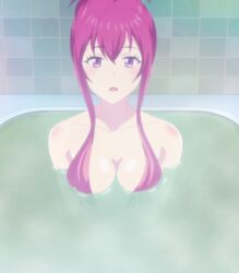Rule 34 | 1girl, anime screenshot, bath, breasts, cleavage, highres, large breasts, makusawa ouka, megami no kafeterasu, nude, screencap, solo, stitched, third-party edit, water