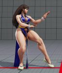 Rule 34 | 1girl, 3d, alternate costume, alternate hairstyle, animated, black dress, bouncing breasts, bracelet, breasts, brown hair, capcom, china dress, chun-li, cleavage, fighting stance, large breasts, long hair, nail polish, pelvic curtain, sideboob, solo, spiked bracelet, spikes, street fighter, street fighter v, video, video