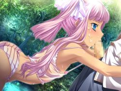 Rule 34 | 00s, 1boy, 1girl, armpits, ass, blue eyes, censored, clothed sex, cum, facial, fellatio, flat chest, hetero, hongou kazuto, koihime musou, long hair, oral, outdoors, panties, penis, pink hair, sex, side-tie panties, sonshoukou, spaghetti strap, striped clothes, striped panties, underwear