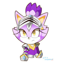 Rule 34 | 1girl, animal ears, armor, blaze the cat, cat ears, cat girl, furry, furry female, gauntlets, gold necklace, jewelry, kusunoki cherry, necklace, percival (sonic), ponytail, purple fur, shoulder armor, simple background, sonic (series), sonic and the black knight, visor (armor), white background, yellow eyes
