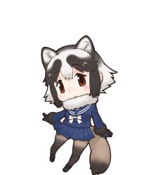 Rule 34 | 1girl, animal costume, animal ear fluff, animal ears, highres, kemono friends, looking at viewer, official art, solo, standing, tachi-e, tail, tanuki (kemono friends), transparent background, yoshizaki mine