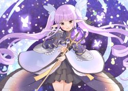 Rule 34 | 1girl, blush, brown eyes, child, japanese clothes, kyouka (princess connect!), long hair, pointy ears, princess connect!, purple hair, staff, tagme, twintails, uruc, very long hair