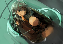 Rule 34 | 10s, 1girl, custom (cus-tom), grey eyes, grey hair, kantai collection, long hair, looking at viewer, mouth hold, personification, solo, suzuya (kancolle)