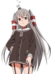Rule 34 | 10s, 1girl, amatsukaze (kancolle), brown eyes, cowboy shot, grey hair, kantai collection, kinosuke (sositeimanoga), long hair, md5 mismatch, resolution mismatch, solo, twintails, two side up, very long hair, white background