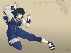 Rule 34 | 1girl, arms up, bandages, blue hair, blue jacket, blue pants, breasts, byakugan, character name, closed mouth, determined, empty eyes, fighting stance, fishnet top, fishnets, forehead protector, full body, hands up, hime cut, hood, hood down, hoodie, hyuuga hinata, jacket, konohagakure symbol, large breasts, long hair, long sleeves, looking ahead, looking to the side, multicolored clothes, multicolored jacket, naruto, naruto (series), naruto shippuuden, ninja, no pupils, outstretched leg, padmejem, pants, sandals, serious, solo, stance, veins, white eyes, zipper