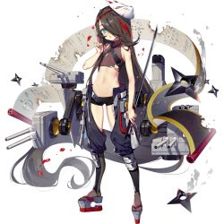 Rule 34 | 1girl, absurdly long hair, armor, black hair, black shorts, black surge night, blood, blood in hair, blue eyes, burnt, chaps, flat chest, fox mask, full body, holding, holding sword, holding weapon, japanese clothes, long hair, luode huayuan, mask, mask on head, midriff, navel, official art, oyashio (black surge night), parted lips, platform clogs, rigging, scroll, short shorts, shorts, shuriken, smoke, solo, sword, torn clothes, transparent background, very long hair, weapon