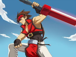 Rule 34 | arc system works, belt, guilty gear, headband, male focus, s-no, sol badguy, solo, sword, weapon