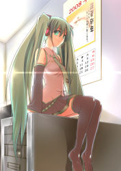 Rule 34 | bad id, bad pixiv id, detached sleeves, hatsune miku, headset, highres, kanu (artist), long hair, necktie, solo, tenka tai, twintails, very long hair, vocaloid