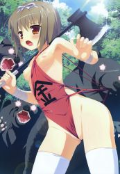 Rule 34 | 1girl, breasts, crease, highres, nimura yuuji, nipples, oni gokko!, onigokko (series), saiga (company), sakagami kana, thighhighs
