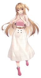 Rule 34 | 1girl, blonde hair, blush, brown hair, game club project, hair between eyes, long hair, looking at viewer, necomi, one side up, open mouth, red eyes, smile, very long hair, virtual youtuber, yumesaki kaede (game club project)