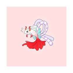 Rule 34 | bubble, commentary, dcdc 28h, eyelashes, fish, highres, horns, multicolored horns, one piece, pink background, profile, red horns, rope, shimenawa, simple background, solo, symbol-only commentary, yamato (one piece)