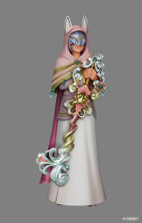Rule 34 | 1girl, 3d, ava (kingdom hearts), cape, female focus, full body, grey background, keyblade, kingdom hearts, kingdom hearts x, kingdom hearts x back cover, mask, official art, pink footwear, pink robe, robe, shoes, simple background, solo, watermark
