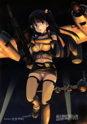 Rule 34 | 1girl, absurdres, aircraft, airplane, bell, black hair, blunt bangs, bomber, breasts, cleavage, fishnet thighhighs, fishnets, hair bell, hair ornament, highres, honeycomb pattern, long hair, mc axis, mecha musume, midriff, military, military vehicle, nakajima ki-45, navel, night, night sky, one side up, open mouth, original, panties, pantyshot, personification, projectile trail, propeller, scan, skirt, sky, solo, split-toe footwear, tabi, takayaki, thighhighs, tracer ammunition, projectile trail, underwear, upskirt, white panties