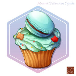 Rule 34 | artist logo, cupcake, food, food focus, food name, highres, icing, macaron, no humans, original, pastry, yuki00yo