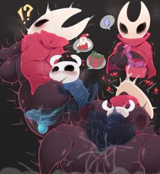 Rule 34 | 1boy, 1girl, ass, ass grab, black skin, blush, breasts, colored skin, cum, cum in pussy, ejaculation, hetero, highres, hollow knight, hornet (hollow knight), huge ass, huge penis, knight (hollow knight), looking at viewer, medium breasts, missionary, penis, sex, sex from behind, shinolara, size difference, testicles, vaginal