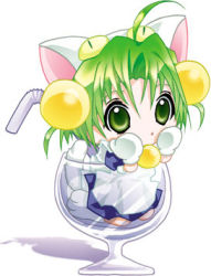 Rule 34 | 1girl, animal ears, cat ears, cat tail, cup, dejiko, di gi charat, drinking straw, in container, in cup, lowres, mini person, minigirl, mittens, solo, tail, white mittens