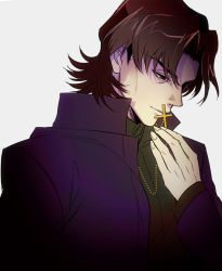 Rule 34 | 1boy, bad id, bad pixiv id, brown eyes, brown hair, cheekbones, cross, cross necklace, fate/stay night, fate (series), holding, holding cross, jewelry, kotomine kirei, male focus, mayuki (ubiquitous), necklace, solo