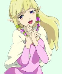 Rule 34 | 1girl, :o, bad id, bad pixiv id, blonde hair, blue eyes, blush, face, inactive account, long hair, moja (pixiv), nintendo, open mouth, pointy ears, princess zelda, simple background, smile, solo, the legend of zelda, the legend of zelda: skyward sword