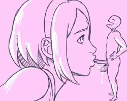 Rule 34 | 1boy, 1girl, animated, animated gif, d-art, fellatio, from side, giant, giantess, haruno sakura, hetero, lowres, naruto, naruto (series), oral, penis, pink hair, size difference, testicle sucking, testicles