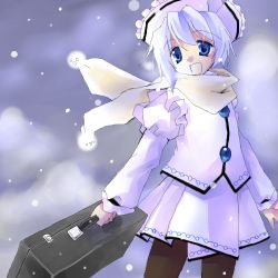 Rule 34 | 1girl, asahina, female focus, hat, lowres, merlin prismriver, outdoors, pantyhose, sky, snowing, solo, touhou