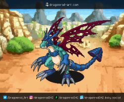 Rule 34 | animated, armor, attack, claws, cyberdramon (digimon xros wars), digimon, digimon (creature), digimon xros wars, dracomon, dracomon + cyberdramon, dragon, fusion, pixel art, solo, video, wings