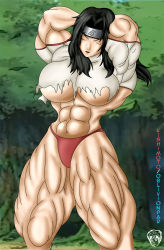 Rule 34 | 1girl, abs, arms behind back, breasts, debido-san, extreme muscles, female focus, flexing, mucles, muscular, naruto, naruto (series), oblivionpar, solo, torn clothes, underboob, yuuhi kurenai